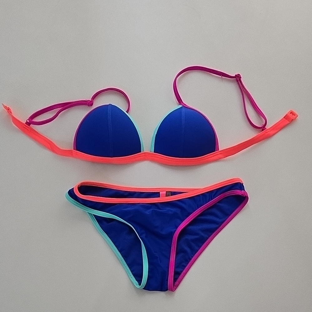 Vibrant Blue and Neon Bikini Set